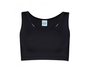 Awdis Just Cool Womens/Ladies Sleeveless Girlie Sports Crop Top (Jet Black) - PC2631