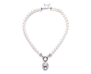 Bella Krystal - Women's Ayleen Cream Glass Pearl & Crystal Pendant Necklace