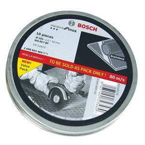 Bosch 105 x 1.0 x 16.0mm Stainless Cut Off Disc w.Storage Tin - 10 Piece