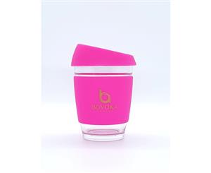 Bovoka reusable coffee /tea cup with sillicon lid and holder 12oz comes in _Hot pink