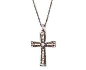 Bristol Novelty Diamante Jewelled Cross Necklace (Gold) - BN2487