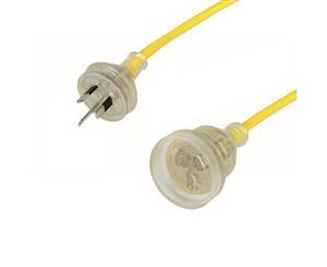 CABAC Heavy Duty Extension Lead 10A 10M Clear Plug Yellow Power Cable ELH10