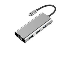 Catzon A430R USB C Type-c HUB with 3 USB 3.0 Ports Type-c to RJ45 LAN Wired Adapter All Type-c Computers - Gray