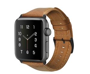 Catzon Watch Band Oil Wax Leather Loop 42mm 38mm Watchband For iWatch 44mm 40mm 4/3/2/1 - Sandybrown