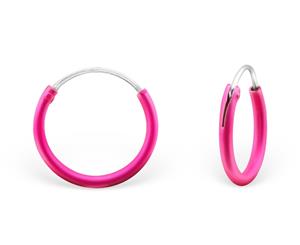 Children's Silver UV Pink 12mm Ear Hoops