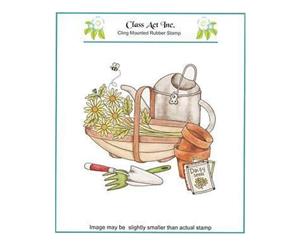 Class Act Cling Mounted Rubber Stamp 5.75 Inch X6.75 Inch - Planting Time