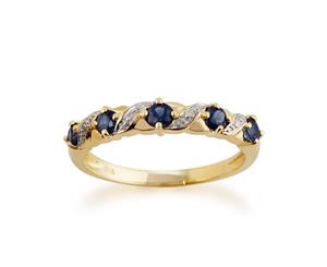 Classic Art Nouveau Style Style Round Sapphire & Diamond Half Eternity Ring