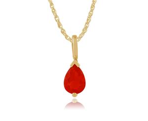 Classic Pear Fire Opal Pendant in 9ct Yellow Gold