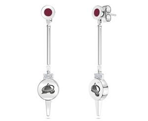 Colorado Avalanche Diamond Dangle Earrings For Women In Sterling Silver Design by BIXLER - Sterling Silver