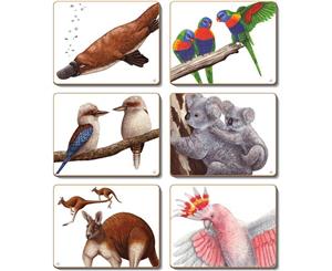 Country Kitchen AUSSIE ANIMALS Cork Backed Coasters Set 6 Cinnamon