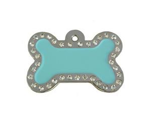 Crystal Bone ID Tag - Aqua & Silver