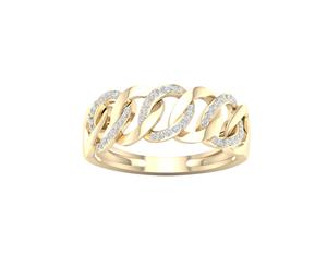 De Couer 9KT Yellow Gold Diamond Cuban Link Band (1/6CT TDW H-I Color I2 Clarity)