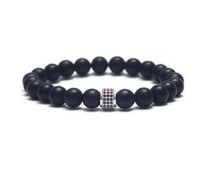 Decked-Up Men's Beads Bracelets - Black Beads with Silver Studded Charm