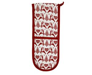 Dexam Yuletide Double Oven Glove Red on Cream