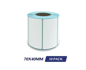 Direct Thermal Label Adhesive Labels Shipping Label Rolls - 70x40mm 800 Labels 10 Pack