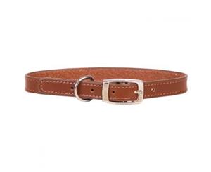 Dog Collar Leather Deluxe Sewn Plain - Brown