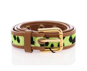 Dolce & Gabbana Green Leopard Leather Logo Belt