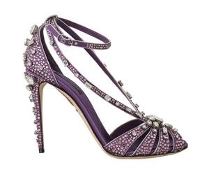 Dolce & Gabbana Purple Silk Crystal Strass Sandals