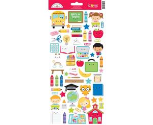 Doodlebug - Cardstock Stickers 6 inch X13 inch - School Days Icons