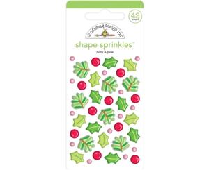 Doodlebug - Sprinkles Adhesive Enamel Shapes - Holly & Pine Christmas Magic