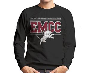 East Mississippi Community College Light Distressed Lion Logo Men's Sweatshirt - Black