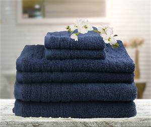 Egyptian Cotton Bath Towel 6 Pieces Combo Set Navy Blue