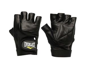 Everlast Unisex Leather Fitness Gloves - Black