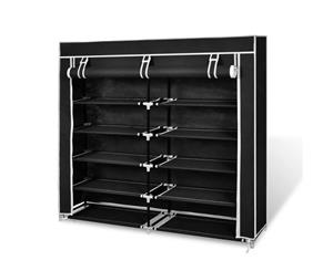 Fabric Shoe Cabinet with Cover 115x28x110cm Black Rack Storage Shelf