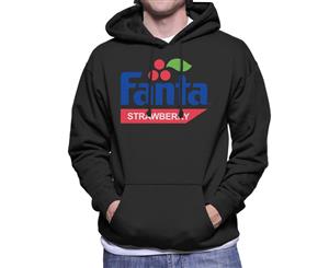 Fanta Strawberry Retro 1980s Logo Men's Hooded Sweatshirt - Black