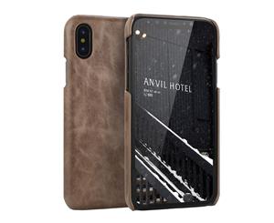 For iPhone XS MAX CoverModern Genuine Leather Back Shell Phone CaseCoffee