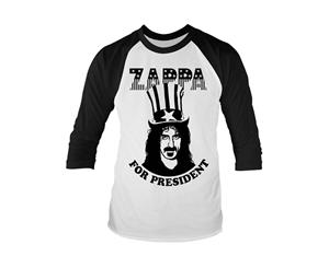 Frank Zappa T Shirt Zappa For President Official Mens Baseball 3/4 Sleeve - White