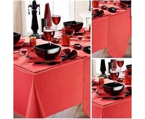 French Country Dining Table Cloth RED LINEN STITCH LOOK Tablecloth 150x230cm New