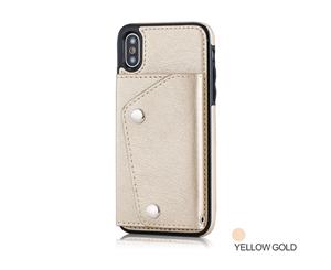 Gold For Apple iPhone XR Luxury MAXCASE Back Leather Wallet Flip Case Cover