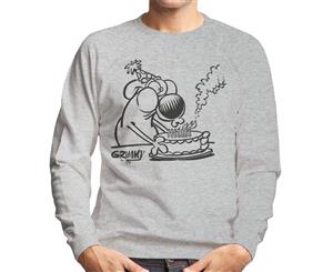 Grimmy Birthday Cake Men's Sweatshirt - Heather Grey