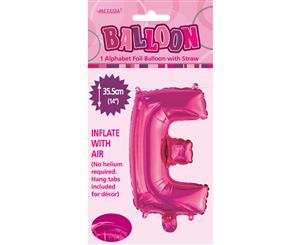 Hot Pink E Alphabet Foil Balloon 35cm