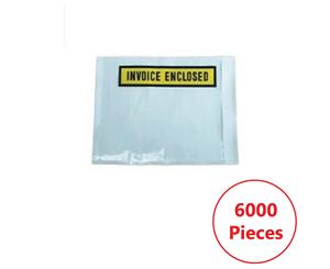 Invoice Enclosed Document Pouch - 115x150mm White Clear Printed Sticker - 6000