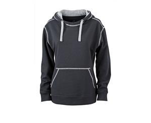 James And Nicholson Womens/Ladies Lifestyle Hoodie (Black/Grey Heather) - FU487