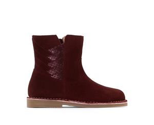 La Redoute Collections Girls Leather Ankle Boots - Burgundy