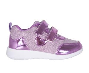 Lizzie Little K Girls Infant Touch Fastening Metallic Sparkly Sneaker - Purple