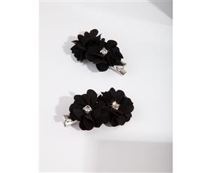 Lovisa Black Fabric Flower Clip 2 Pack