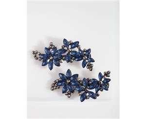 Lovisa Gunmetal Mixed Crystal Floral Hair Clip