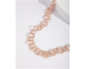 Lovisa Womens Link Diamond Cut Loop Design Necklace Rose Gold - Jewellery