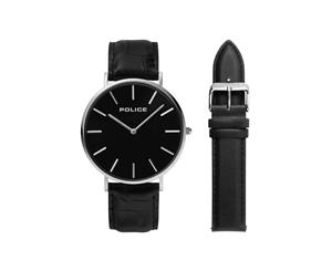 Majestic Black Dial Black Leather Strap Set