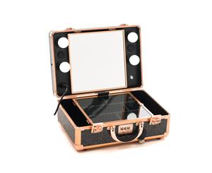 Makeup Case with BLUETOOTH SPEAKERS -ROSE GOLD & BLACK WITH GLAMOUROUS GLITTER