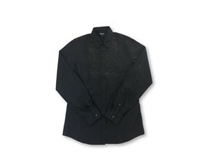 Men's Just Cavalli Shirt In Black With Pleated Satin Bib