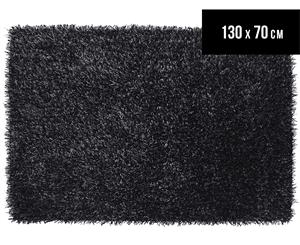 Metallic Chunky & Thin Pile 130x70cm Shag Rug - Charcoal