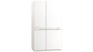 Mitsubishi 650L L4 Glass Mini French Door Fridge - Glacier White