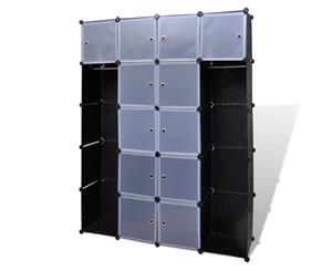 Modular Cabinet 14 Compartments Black and White Shoe Storage Organiser