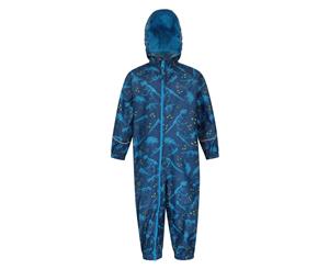 Mountain Warehouse Puddle Kids Printed Rain Suit with Taped Seams - Blue