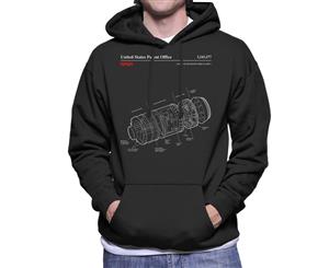 NASA JAXA H II Transfer Vehicle Blueprint Men's Hooded Sweatshirt - Black